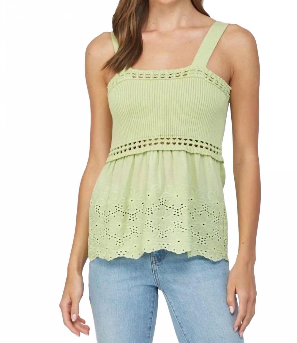 NEW FATE scallop scoop sweater tank in leaf green